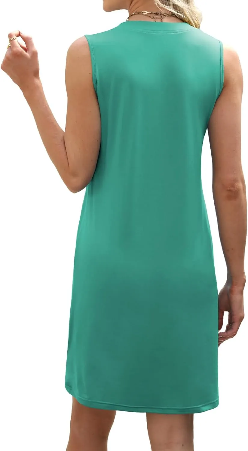 Women Summer Dresses 2025 Beach Fashion Vacation V Neck Sleeveless Sundresses Casual Work Dress