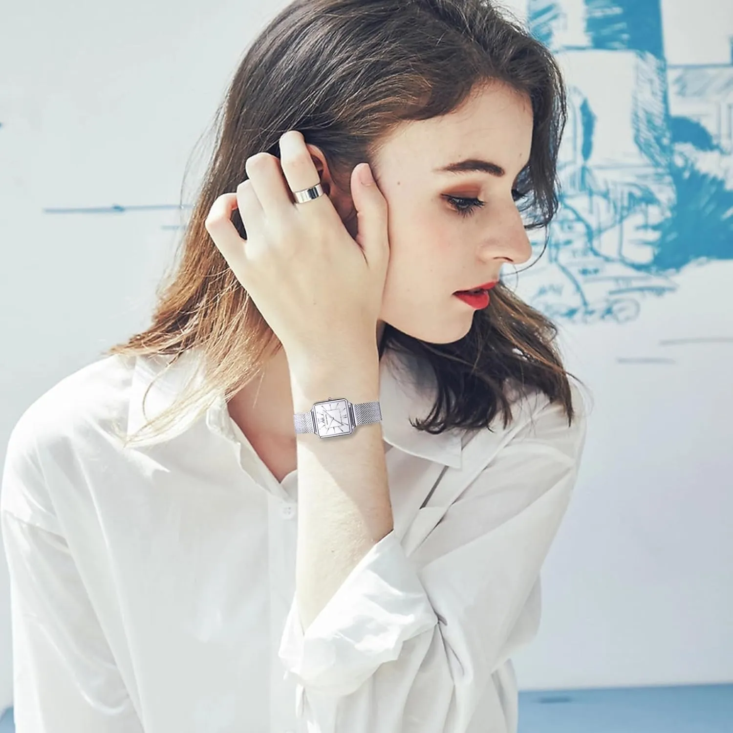 Women Watches Square Face Fashion Vintage Bracelet Party Wrist Watch for Ladies