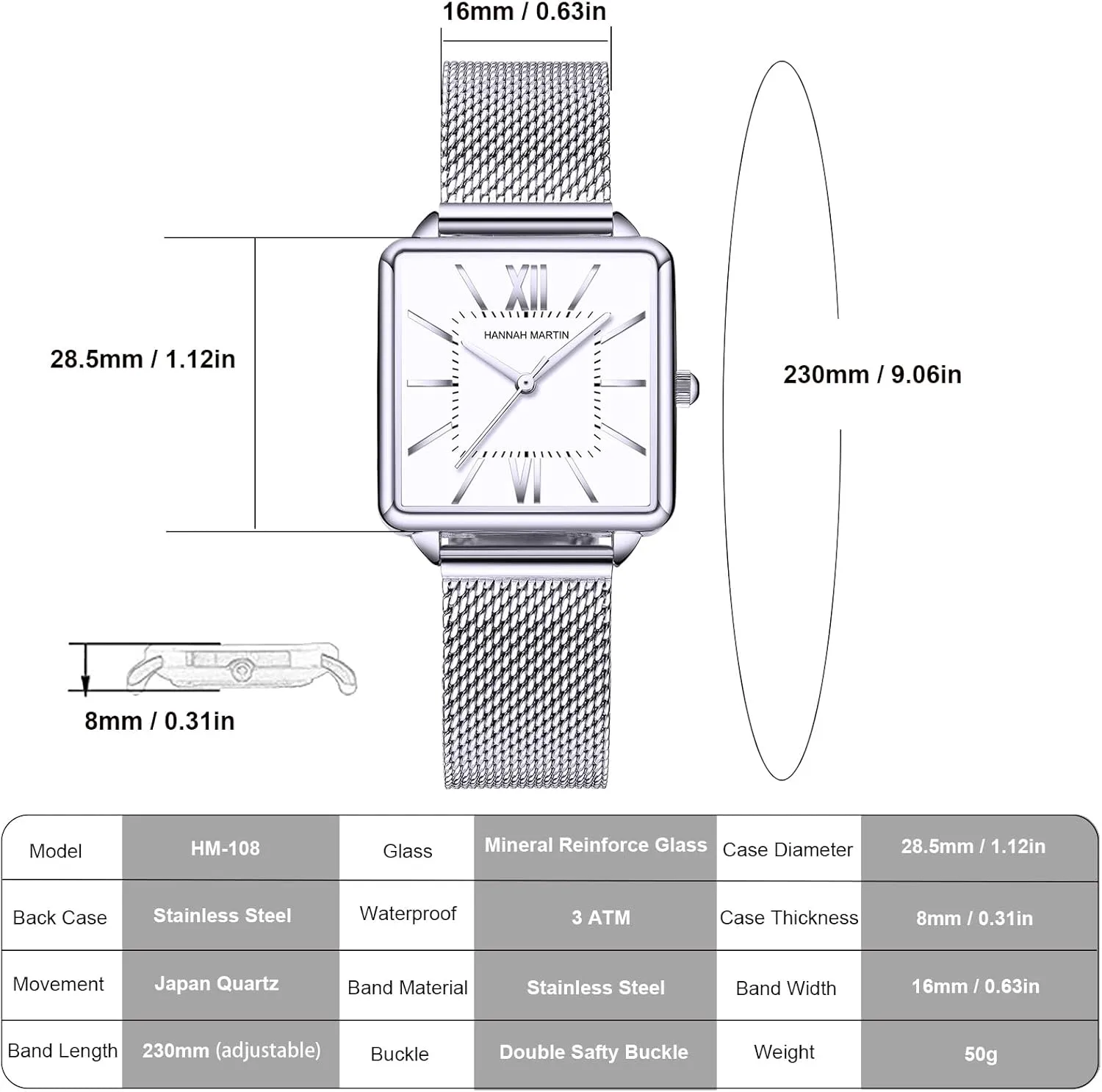 Women Watches Square Face Fashion Vintage Bracelet Party Wrist Watch for Ladies