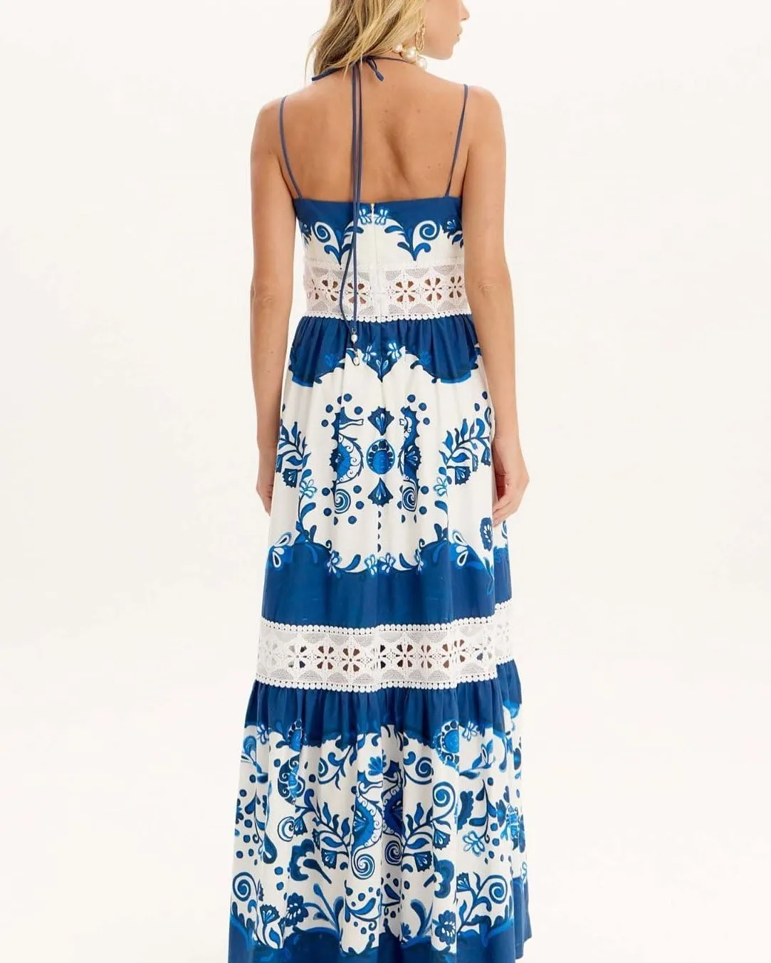 Women Y2k Patchwork Floral Maxi Dress Boho Smocked Tie Shoulder Long Sundress Flowy Summer Beach Vacation Dresses