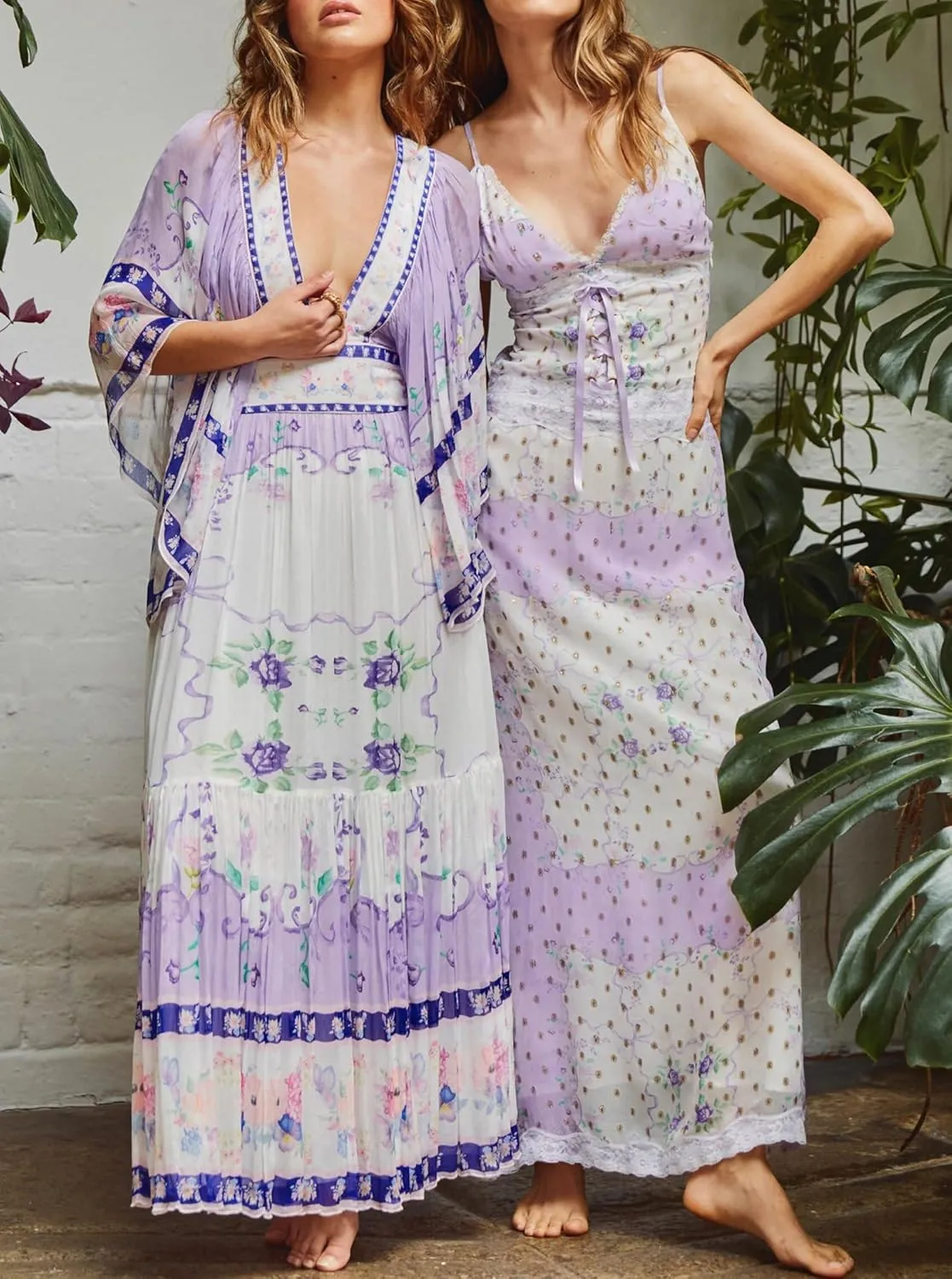 Women Y2k Patchwork Floral Maxi Dress Boho Smocked Tie Shoulder Long Sundress Flowy Summer Beach Vacation Dresses