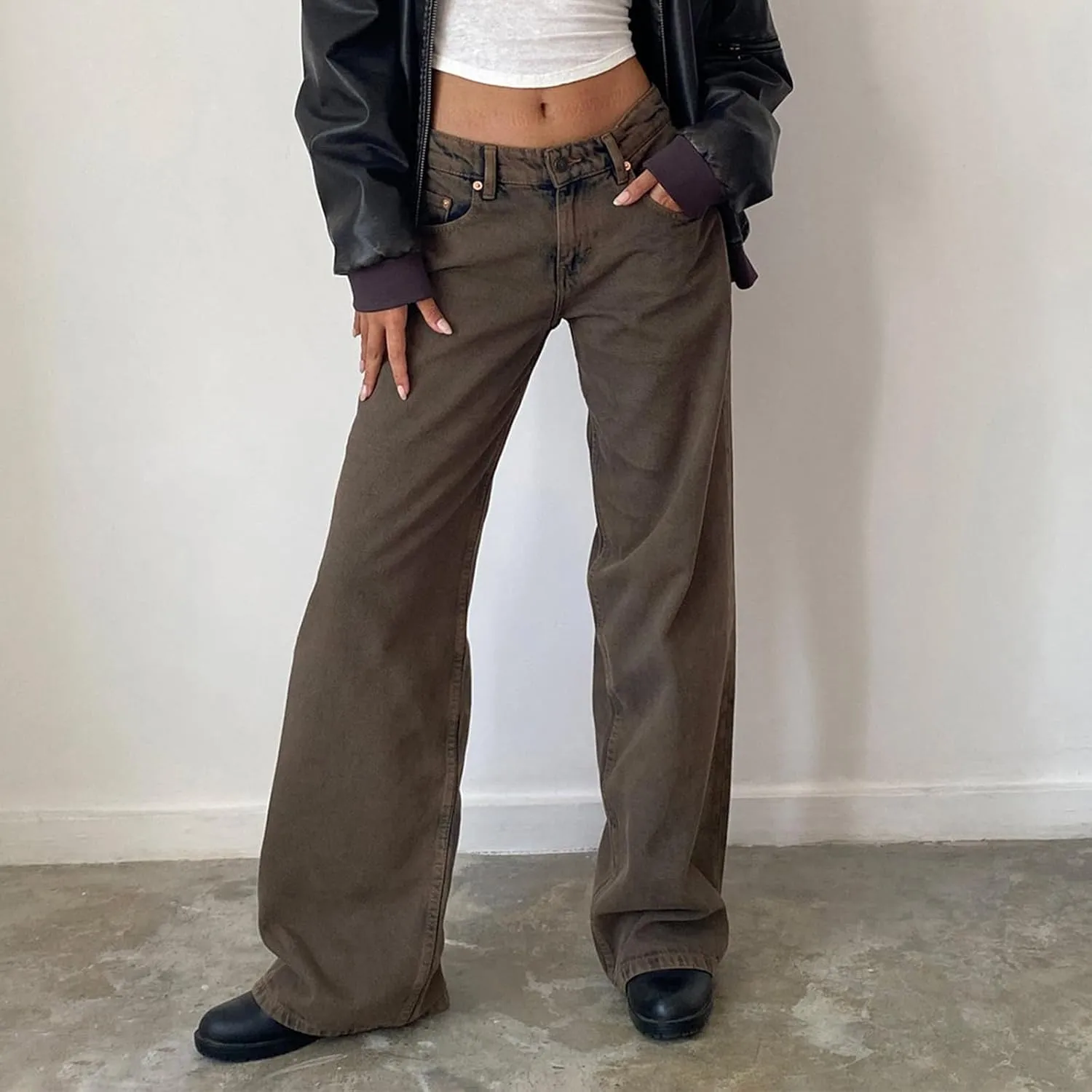 Women's Baggy Denim Pants High Waisted Y2K Wide Leg Oversized Plus Size Boyfriend Cargo Jeans Streetwear Trousers