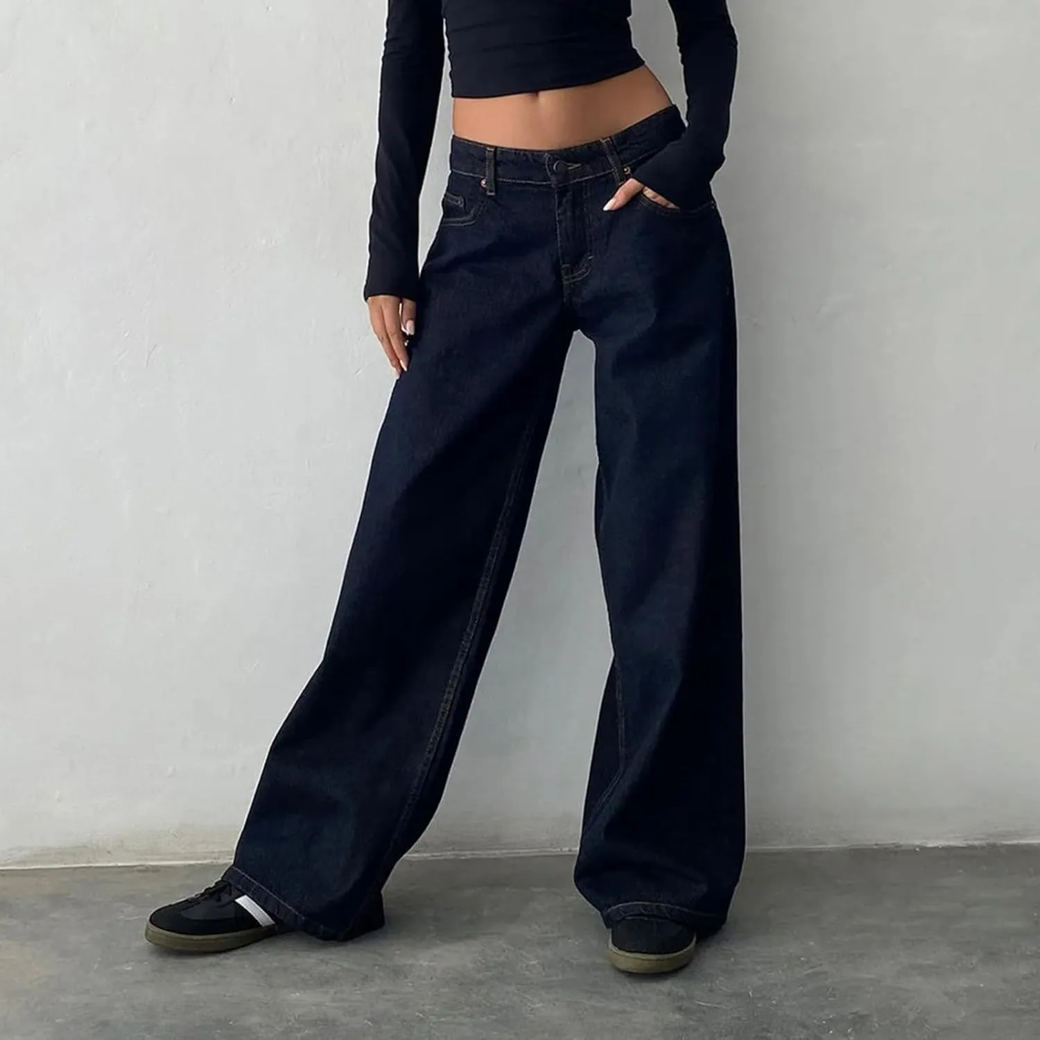Women's Baggy Denim Pants High Waisted Y2K Wide Leg Oversized Plus Size Boyfriend Cargo Jeans Streetwear Trousers
