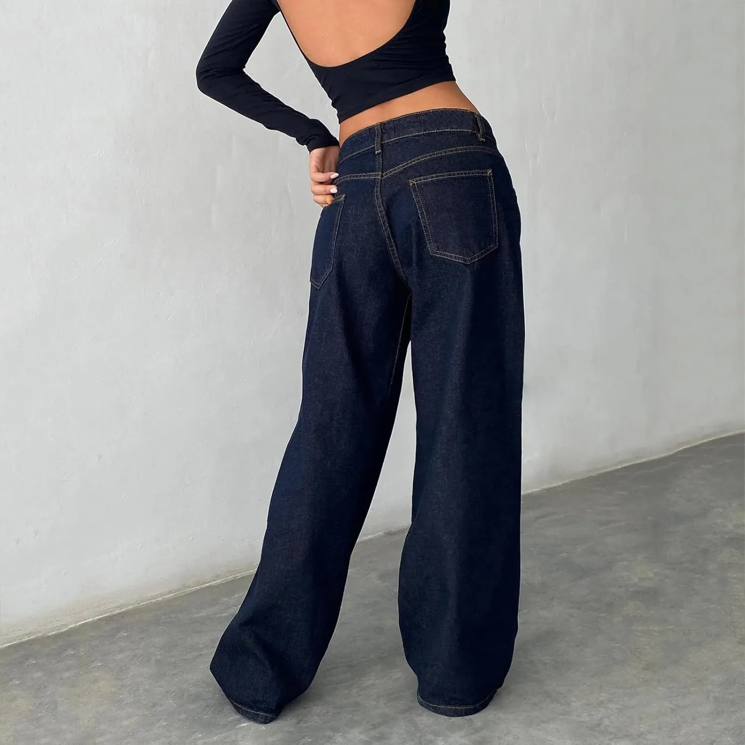 Women's Baggy Denim Pants High Waisted Y2K Wide Leg Oversized Plus Size Boyfriend Cargo Jeans Streetwear Trousers