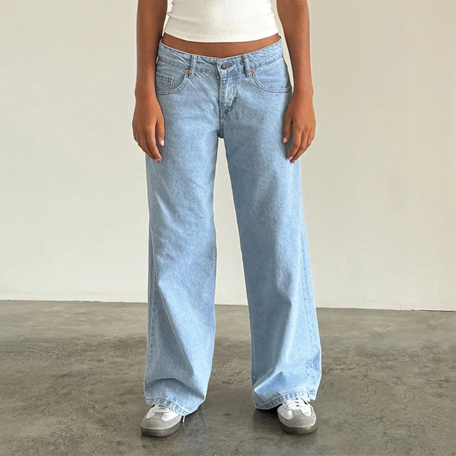 Women's Baggy Denim Pants High Waisted Y2K Wide Leg Oversized Plus Size Boyfriend Cargo Jeans Streetwear Trousers