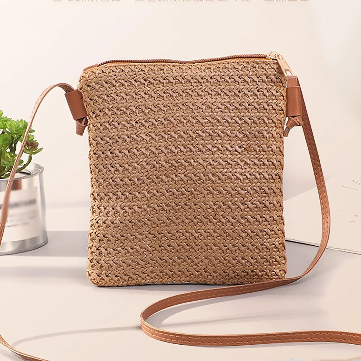Women's Canvas Tote Bags with Zipper Beach Tote Shoulder Bags for Summer Vacation Retro Clutch Underarm Purse(C)