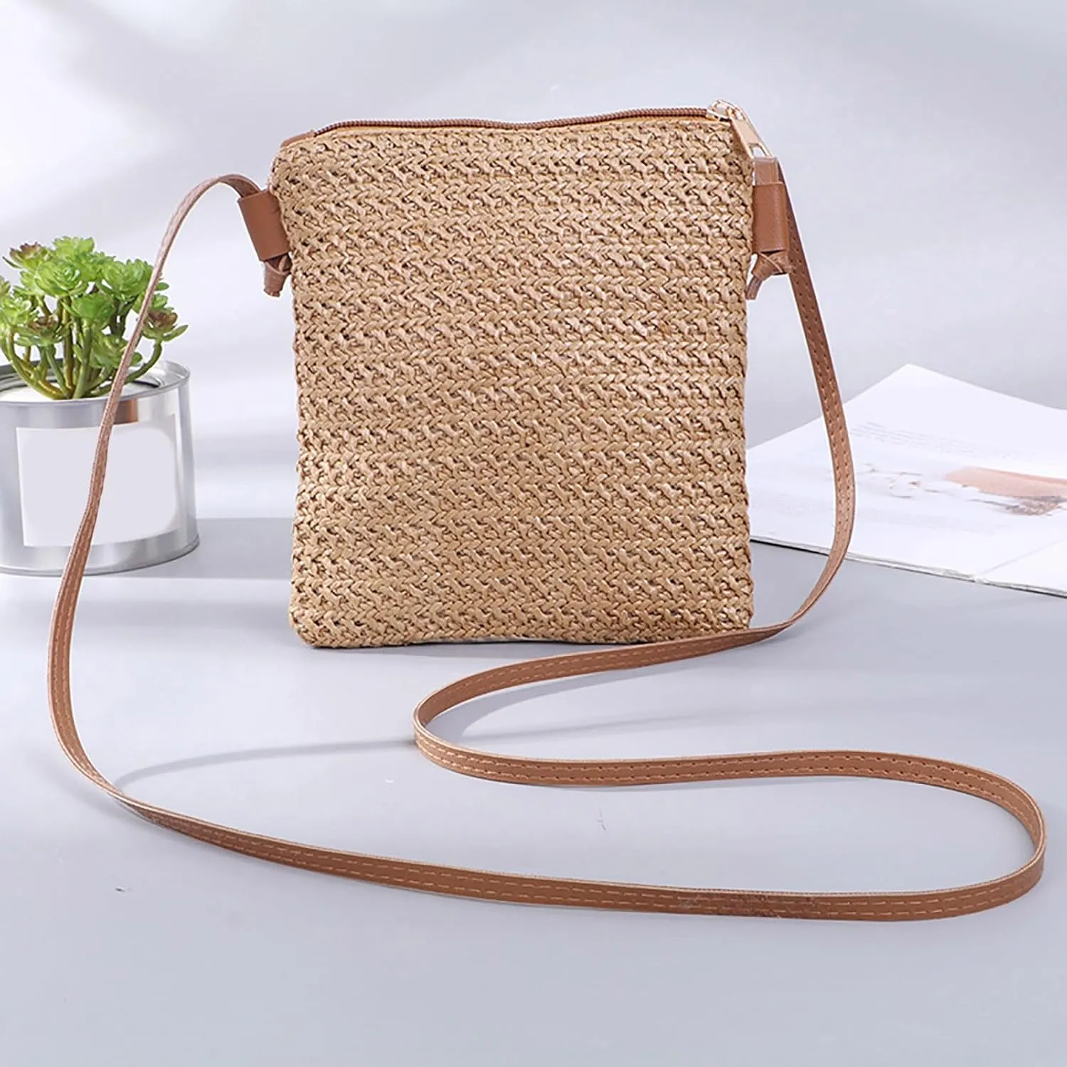 Women's Canvas Tote Bags with Zipper Beach Tote Shoulder Bags for Summer Vacation Retro Clutch Underarm Purse(C)