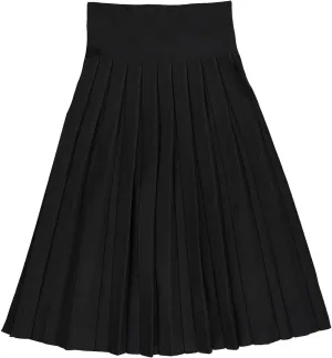 Womens Cotton Pleated Midi Length Fine Knit Skirt- Elastic Waist Office Pleated Skirt