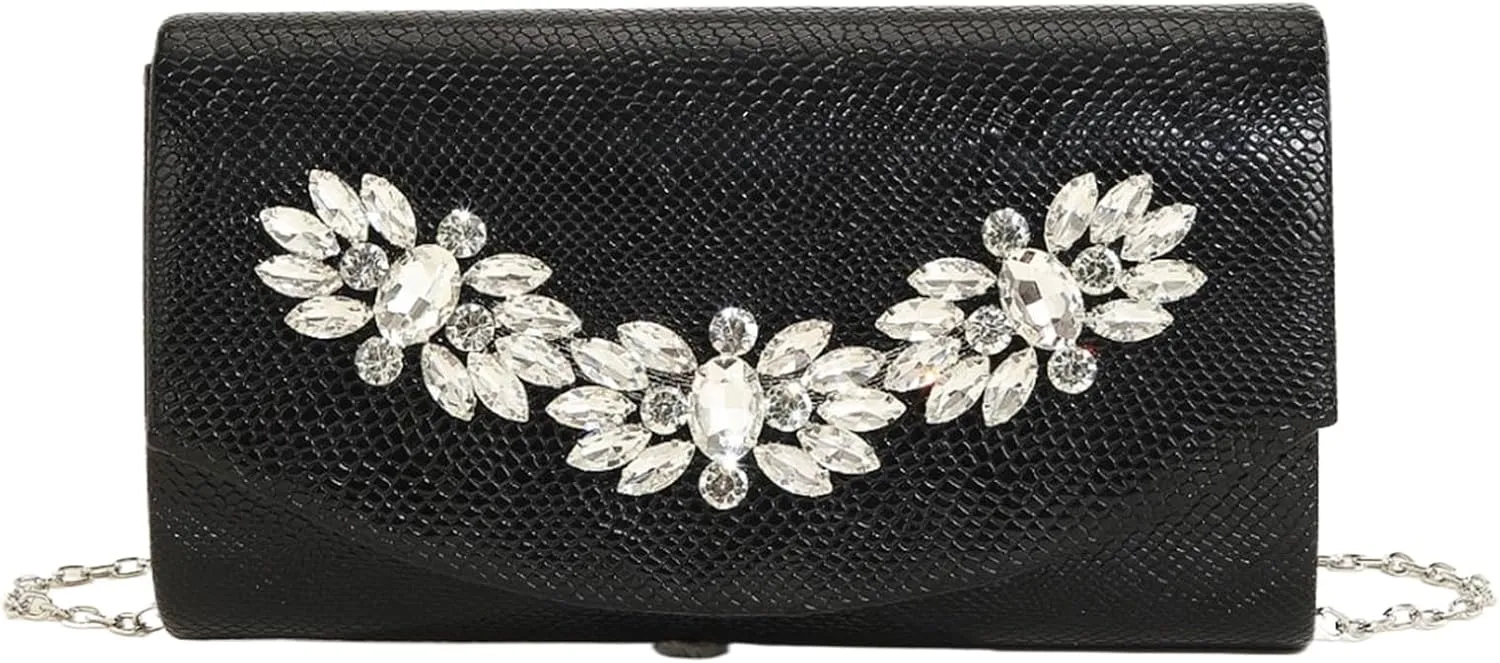 Womens Evening Clutch Bag Flower Shoulder Bag Elegant Clutch Handbag Party Wedding Purse Fashion Envelope Bag