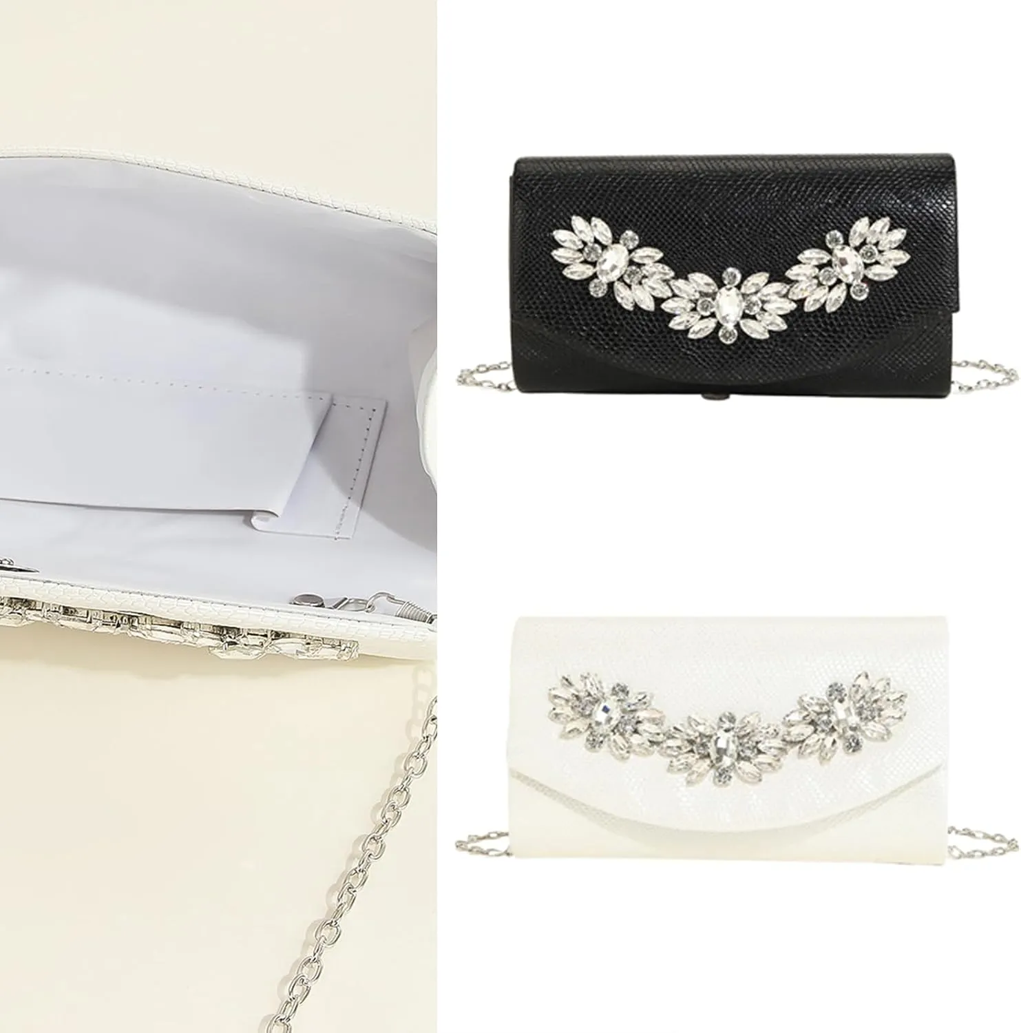 Womens Evening Clutch Bag Flower Shoulder Bag Elegant Clutch Handbag Party Wedding Purse Fashion Envelope Bag
