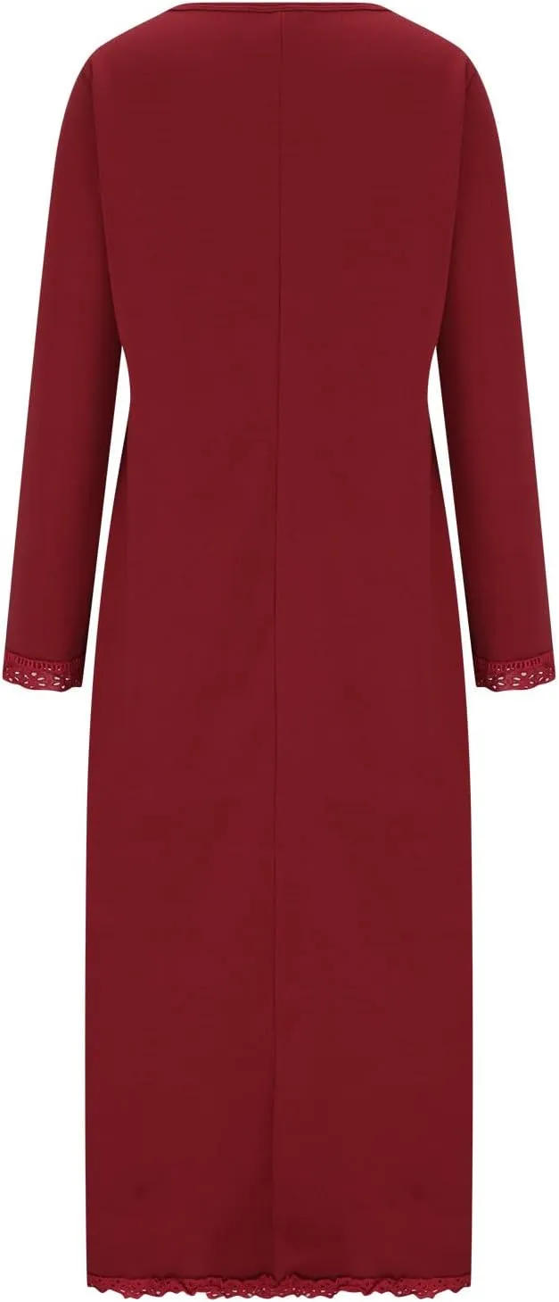 Womens Fall Casual Sweatshirt Dresses Long Sleeve Split Hem Maxi Dresses Loose Fit Ankle Length Dresses with Pockets