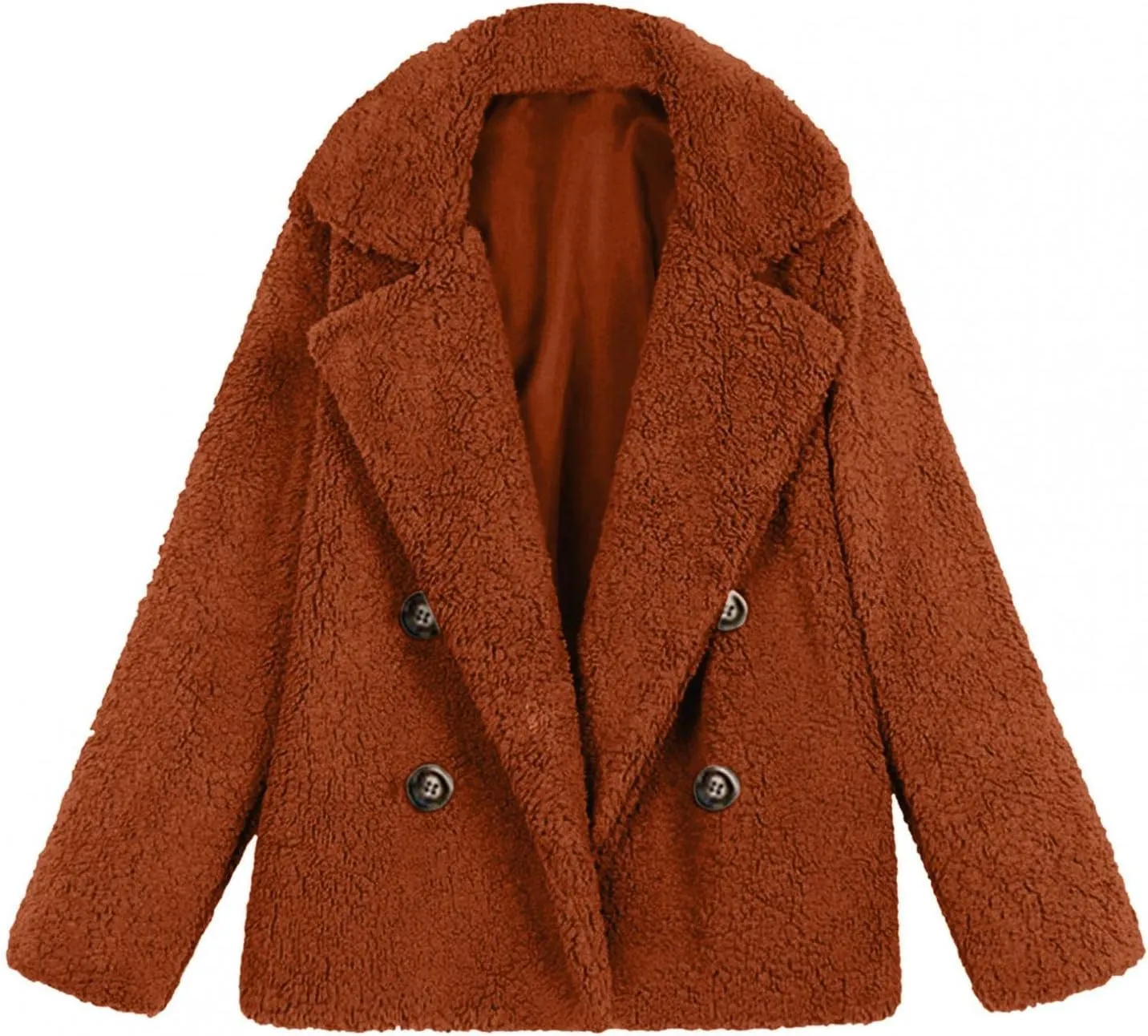 Womens Fashion Long Sleeve Lapel Zip Up Faux Shearling Shaggy Oversized Trench Coat Cozy Slouch Fleece Jacket Warm Winter