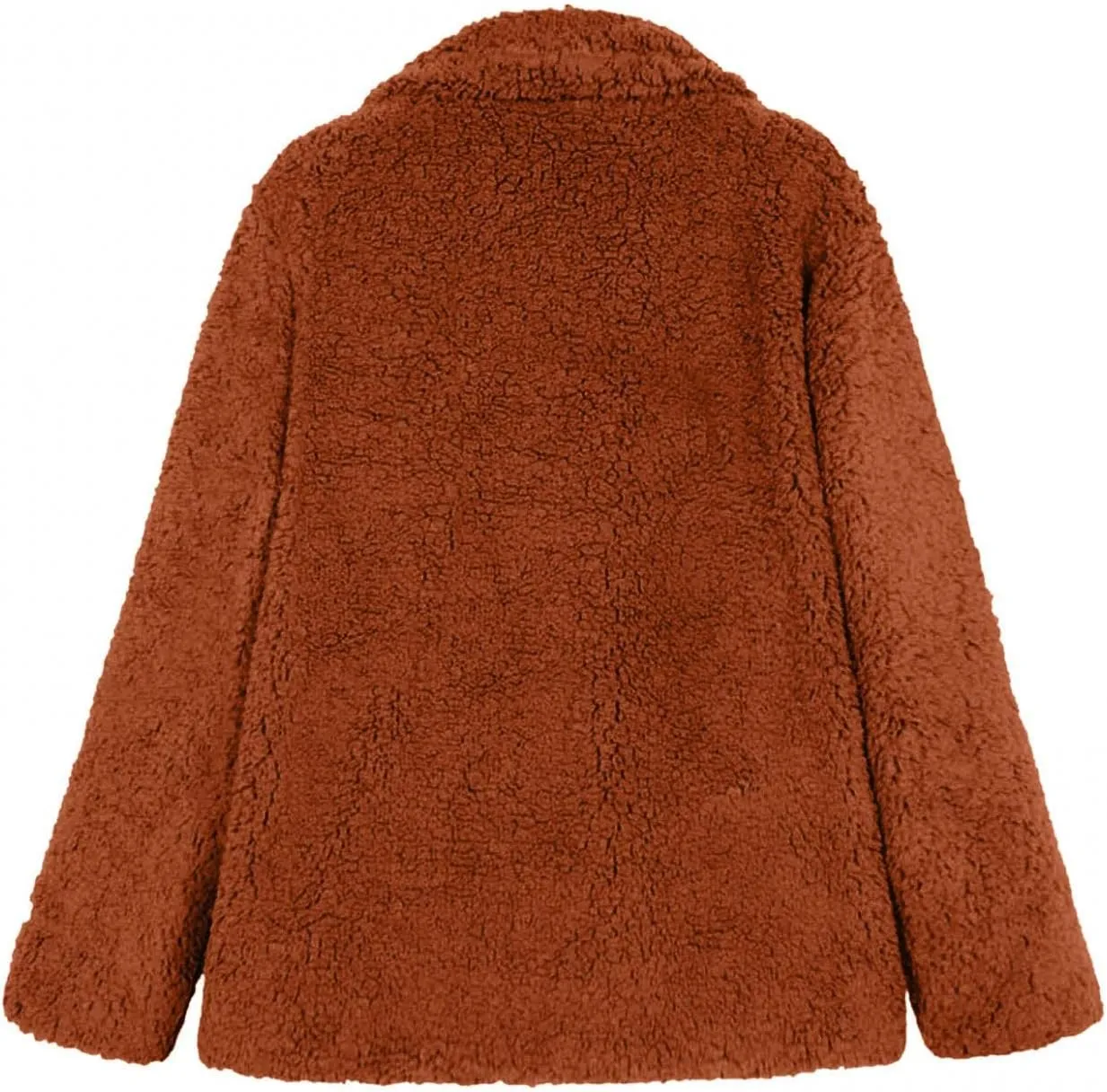 Womens Fashion Long Sleeve Lapel Zip Up Faux Shearling Shaggy Oversized Trench Coat Cozy Slouch Fleece Jacket Warm Winter