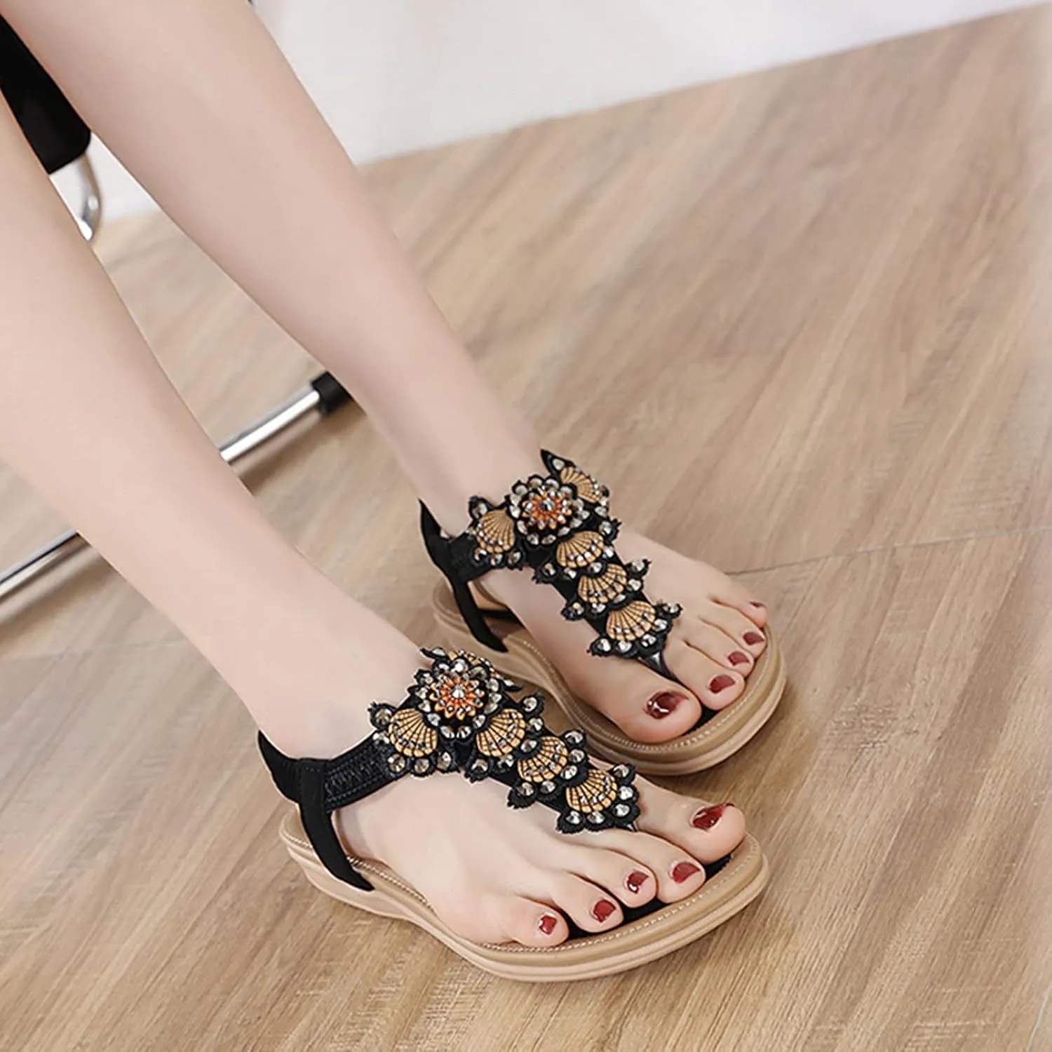 Womens Flip Flops Orthopedic Dress Shoes for Women Boots Walking Sandals Women Sandals Beach Shoes Women Wedge Heels