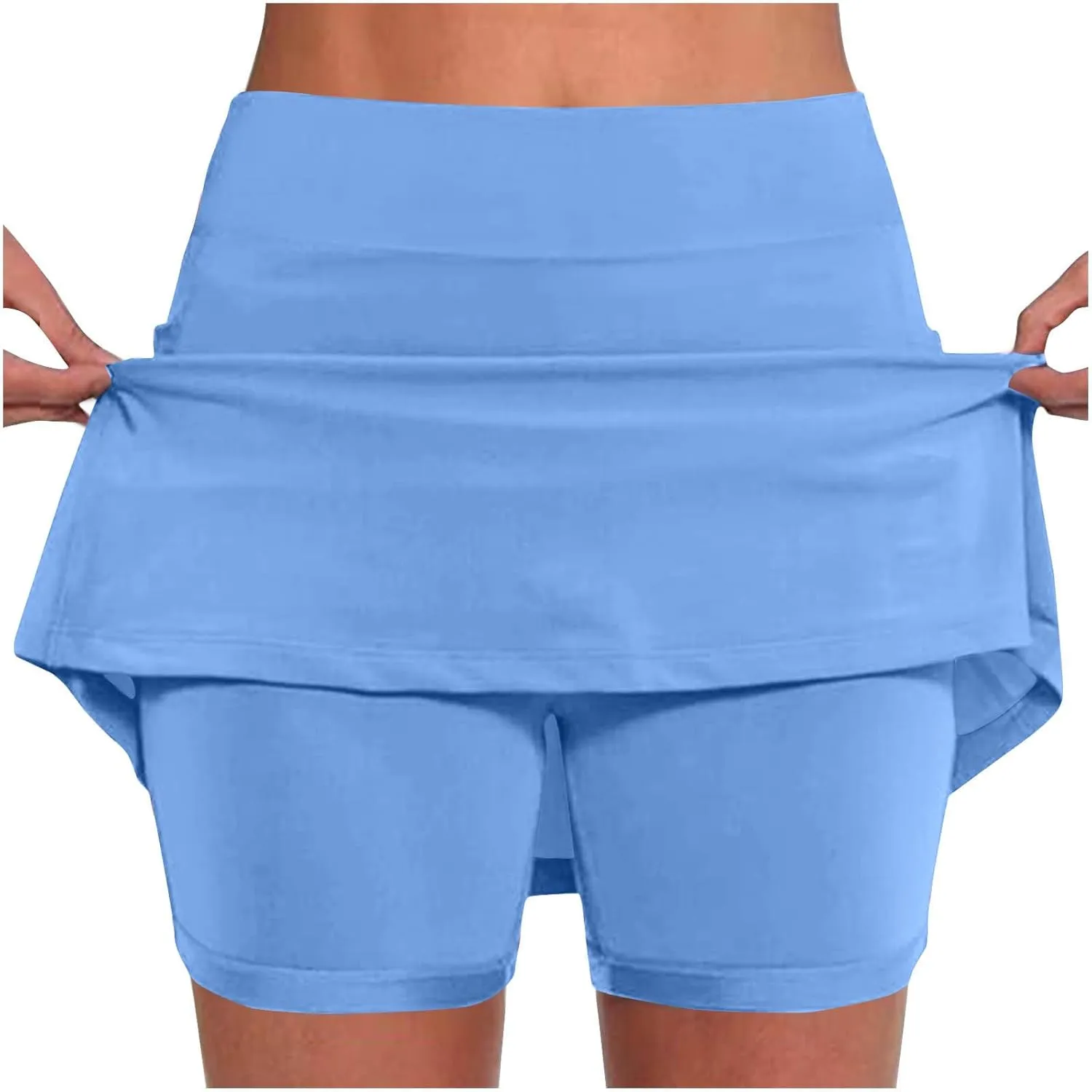 Womens Golf Skirts Sport Tennis Skort High Cut Basic Slim Thin Summer Fall Bodycon Pencil Mini Skirts with Inner Shorts