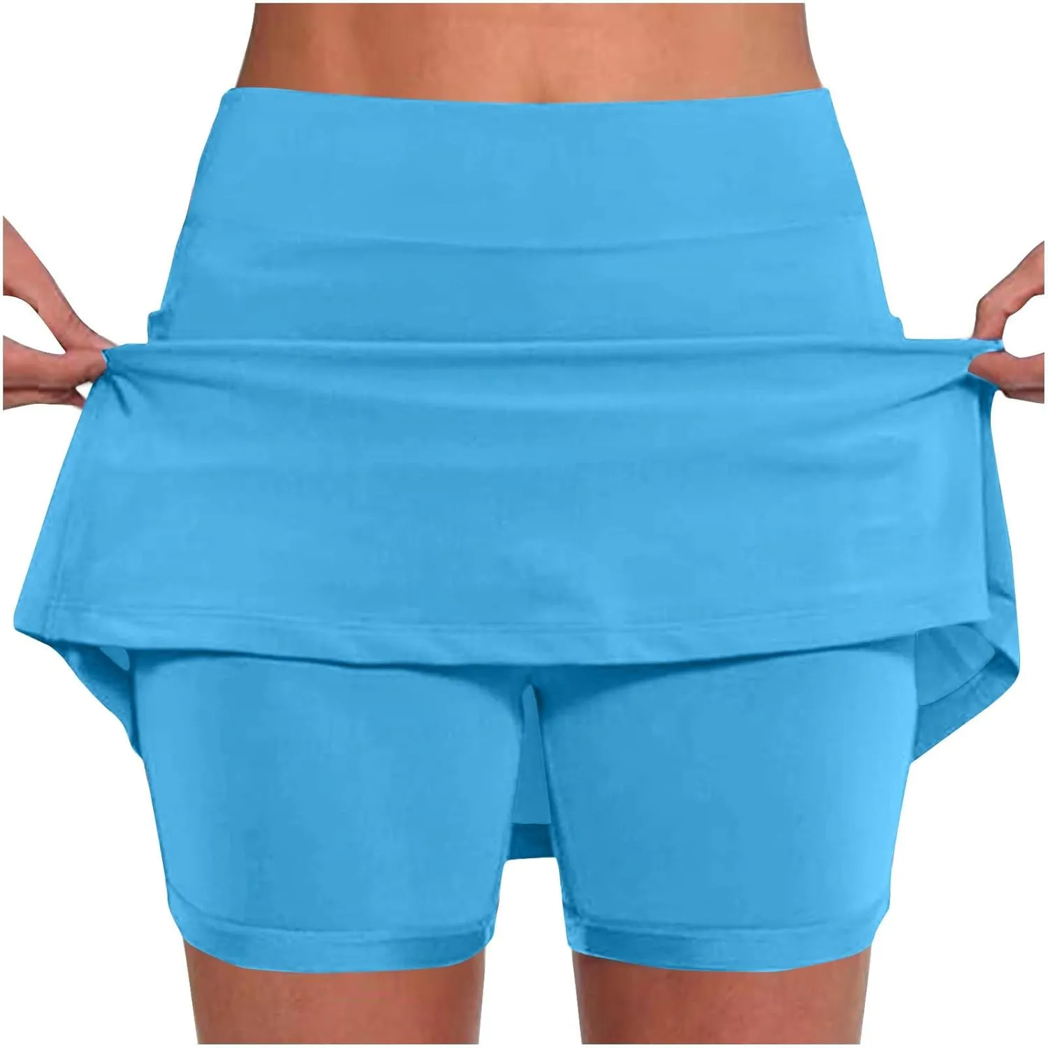 Womens Golf Skirts Sport Tennis Skort High Cut Basic Slim Thin Summer Fall Bodycon Pencil Mini Skirts with Inner Shorts