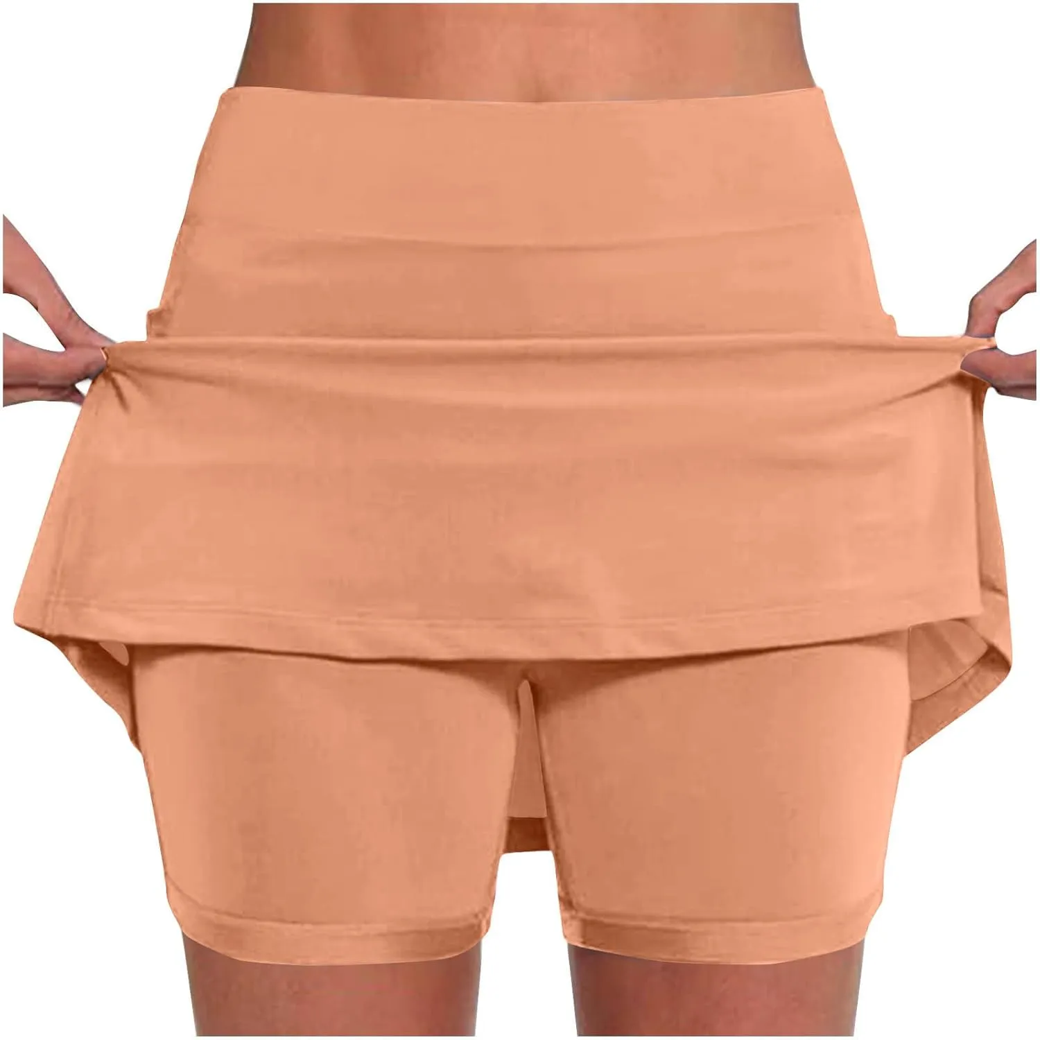 Womens Golf Skirts Sport Tennis Skort High Cut Basic Slim Thin Summer Fall Bodycon Pencil Mini Skirts with Inner Shorts