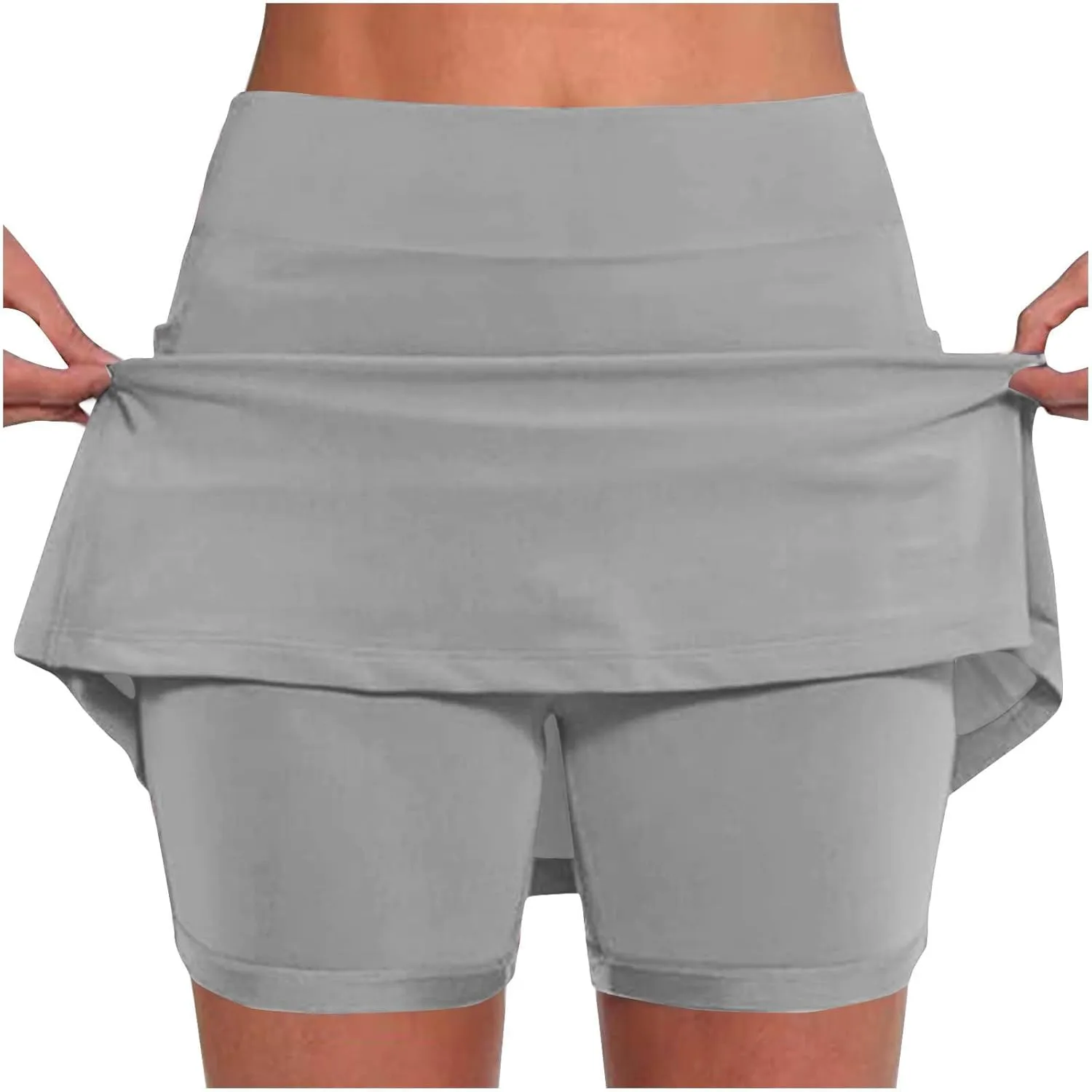 Womens Golf Skirts Sport Tennis Skort High Cut Basic Slim Thin Summer Fall Bodycon Pencil Mini Skirts with Inner Shorts