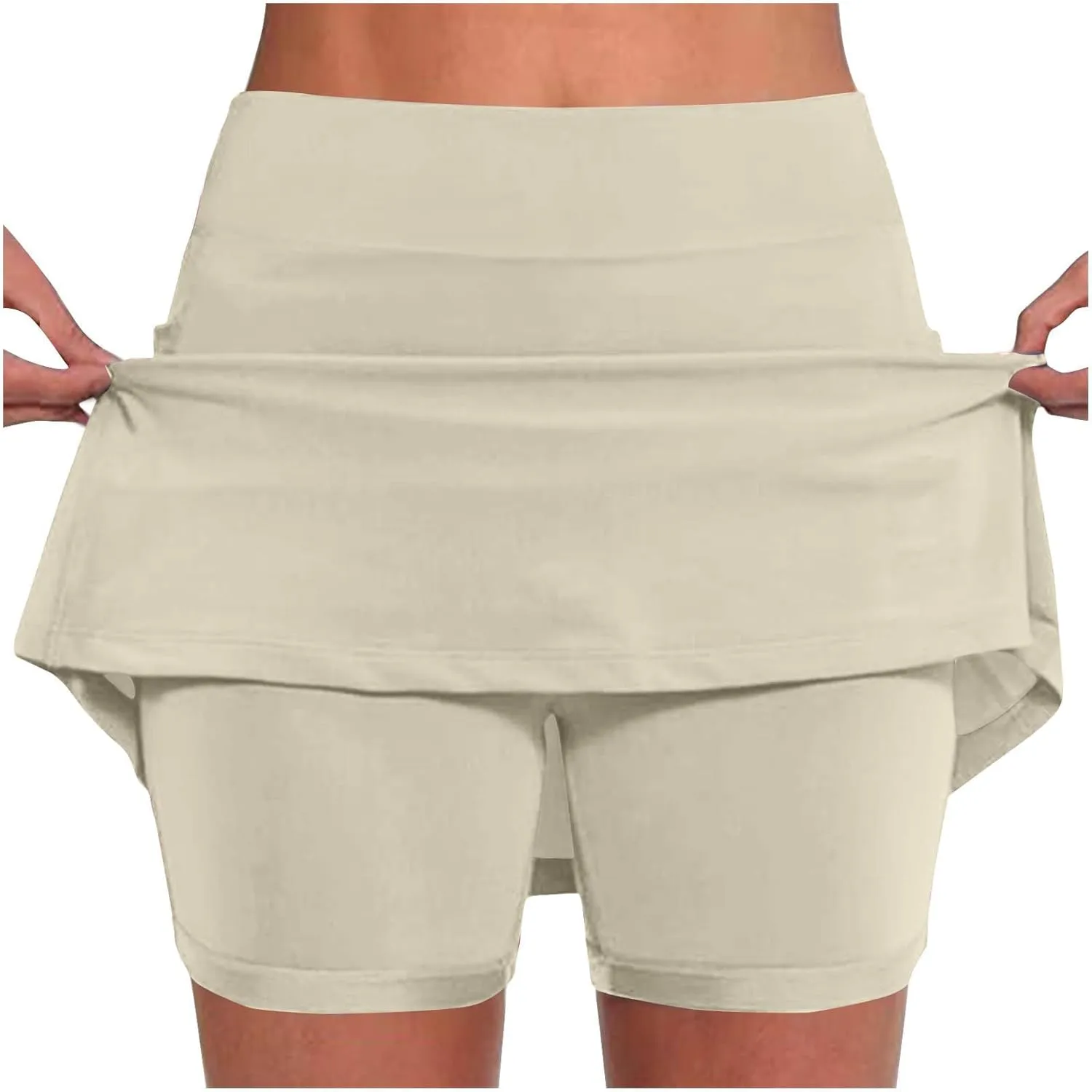 Womens Golf Skirts Sport Tennis Skort High Cut Basic Slim Thin Summer Fall Bodycon Pencil Mini Skirts with Inner Shorts