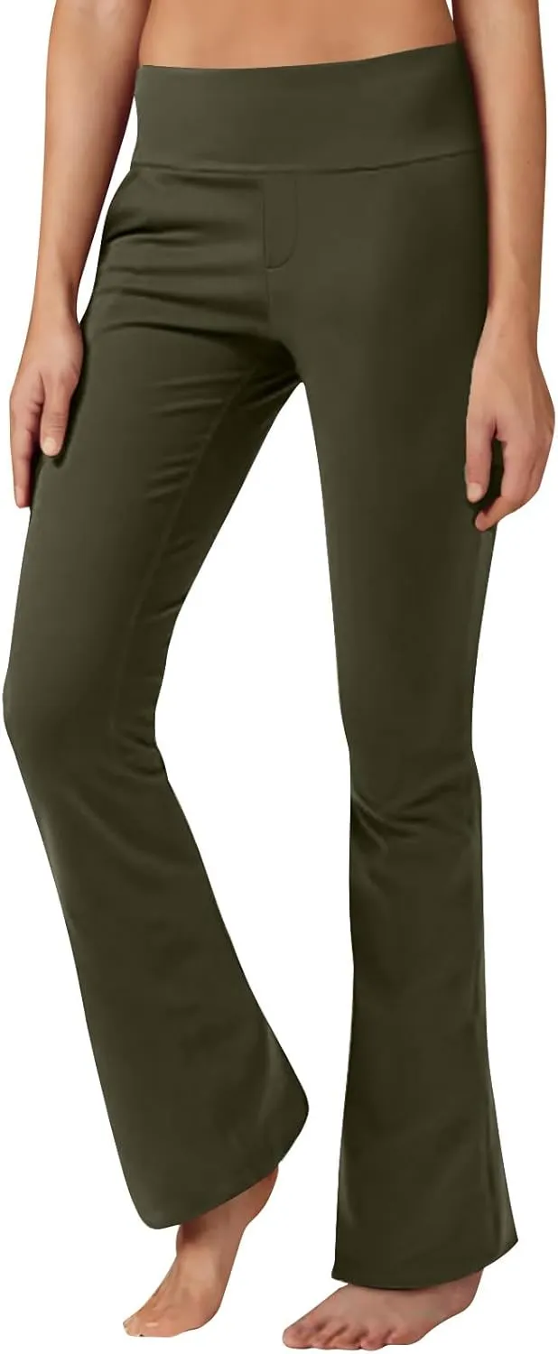 Womens High Waist Pants Summer Straight Leg Yoga Slacks Casual Stretch Workout Running Athletic Trousers with Pockets