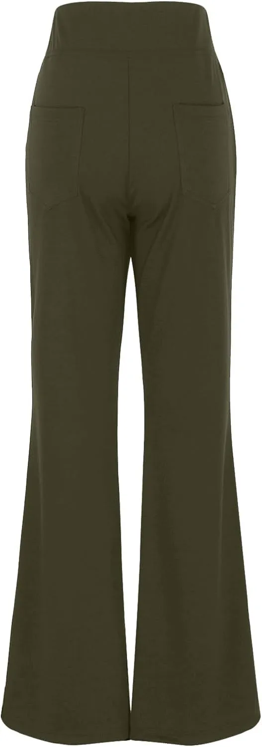 Womens High Waist Pants Summer Straight Leg Yoga Slacks Casual Stretch Workout Running Athletic Trousers with Pockets