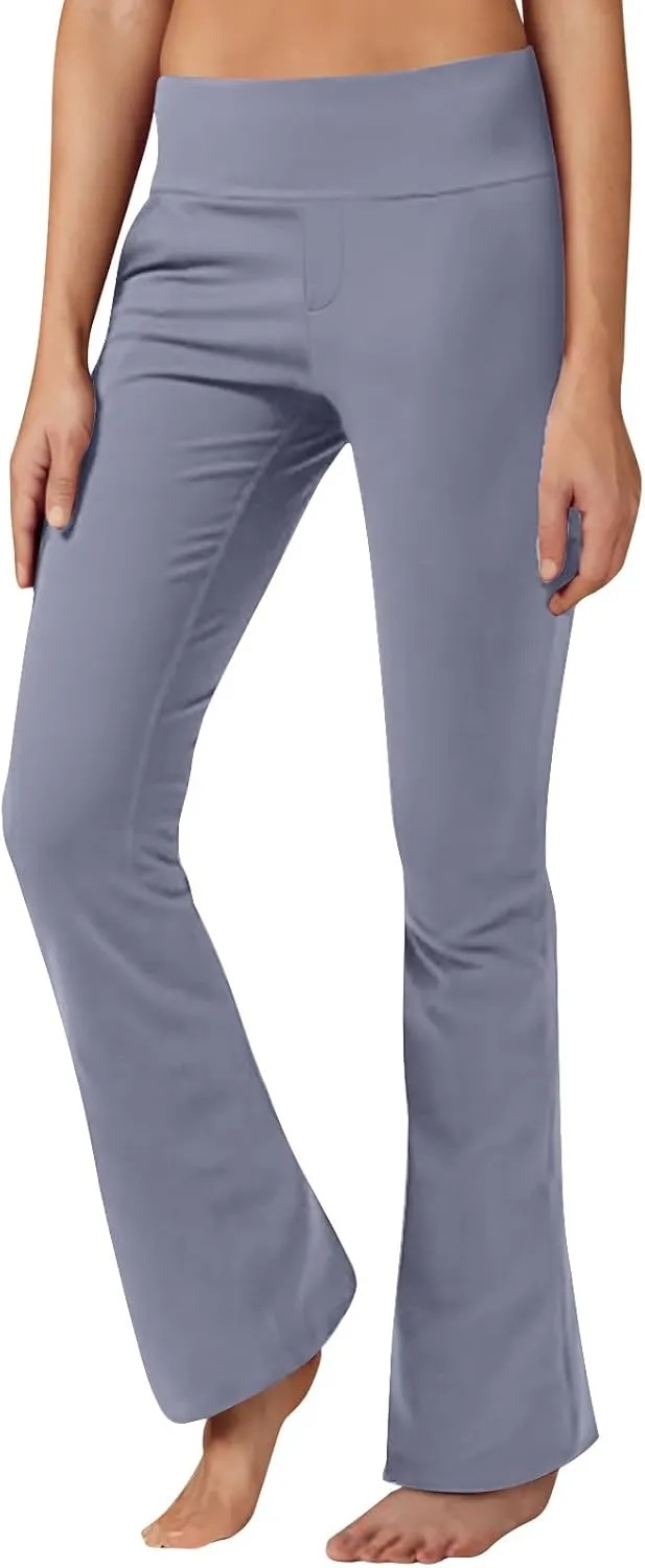 Womens High Waist Pants Summer Straight Leg Yoga Slacks Casual Stretch Workout Running Athletic Trousers with Pockets
