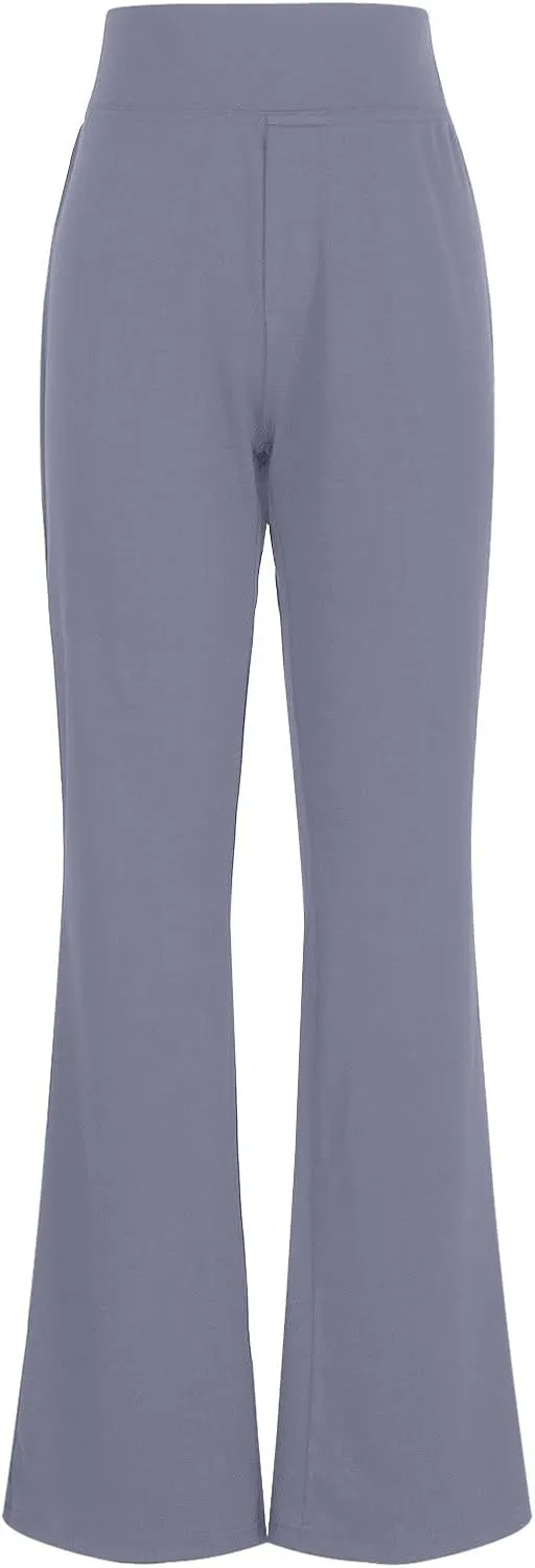 Womens High Waist Pants Summer Straight Leg Yoga Slacks Casual Stretch Workout Running Athletic Trousers with Pockets