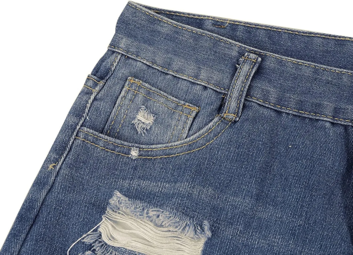 Women's High Waisted Denim Shorts Casual Ripped Summer Hot Short Jeans Raw Hem Stretchy Denim Jeans Shorts