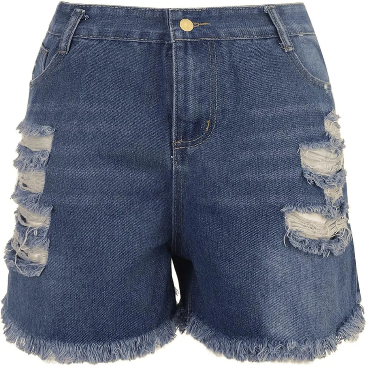 Women's High Waisted Denim Shorts Casual Ripped Summer Hot Short Jeans Raw Hem Stretchy Denim Jeans Shorts