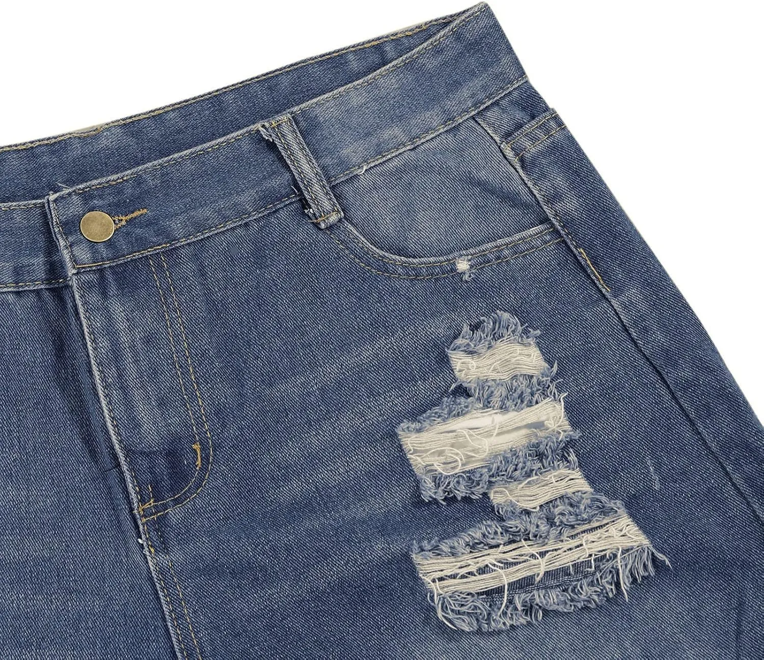 Women's High Waisted Denim Shorts Casual Ripped Summer Hot Short Jeans Raw Hem Stretchy Denim Jeans Shorts