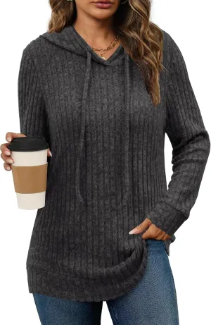 Womens Lightweight Hoodie Sweaters Long Sleeve Shirts Casual Loose Knit Tops Fall Fashion 2024
