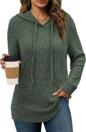 Womens Lightweight Hoodie Sweaters Long Sleeve Shirts Casual Loose Knit Tops Fall Fashion 2024