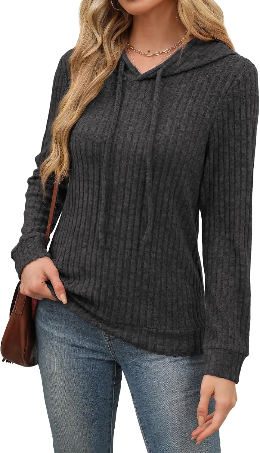 Womens Lightweight Hoodie Sweaters Long Sleeve Shirts Casual Loose Knit Tops Fall Fashion 2024