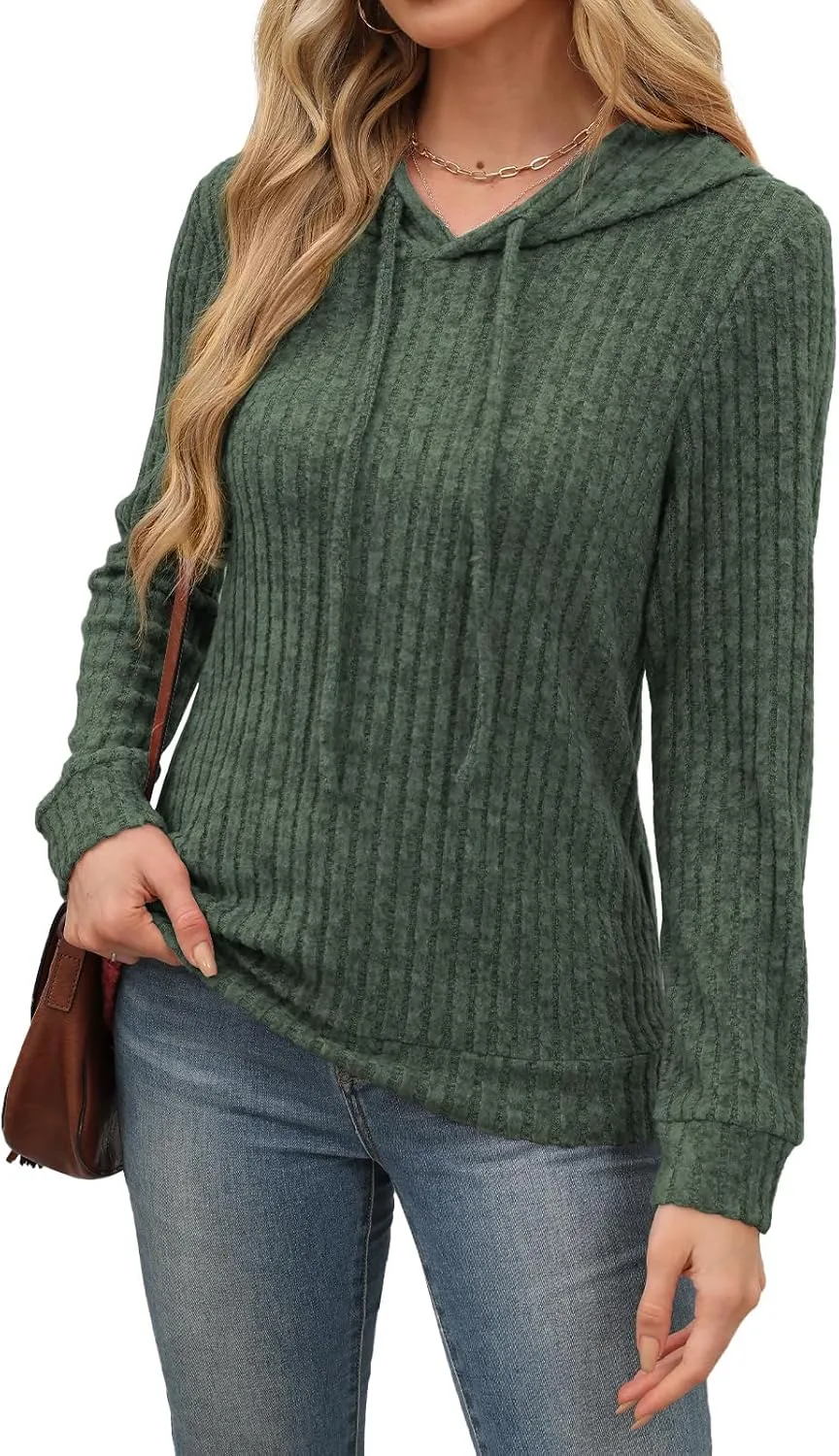 Womens Lightweight Hoodie Sweaters Long Sleeve Shirts Casual Loose Knit Tops Fall Fashion 2024