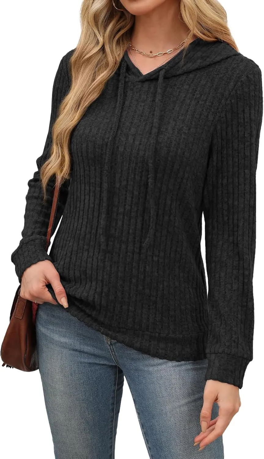 Womens Lightweight Hoodie Sweaters Long Sleeve Shirts Casual Loose Knit Tops Fall Fashion 2024