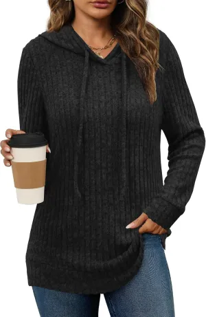 Womens Lightweight Hoodie Sweaters Long Sleeve Shirts Casual Loose Knit Tops Fall Fashion 2024