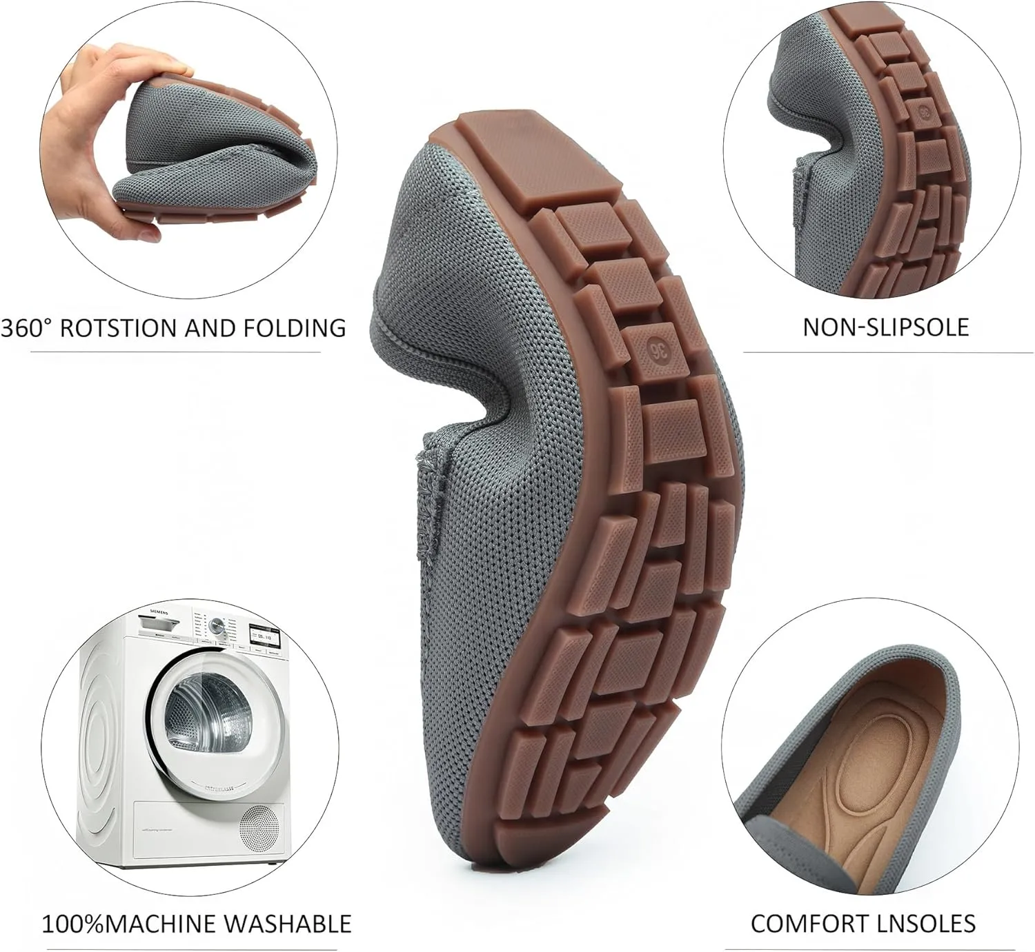 Women's Lightweight Knitted Loafers Casual Flat Shoes Comfortable Boat Shoes Flat Bottomed Breathable Shoes