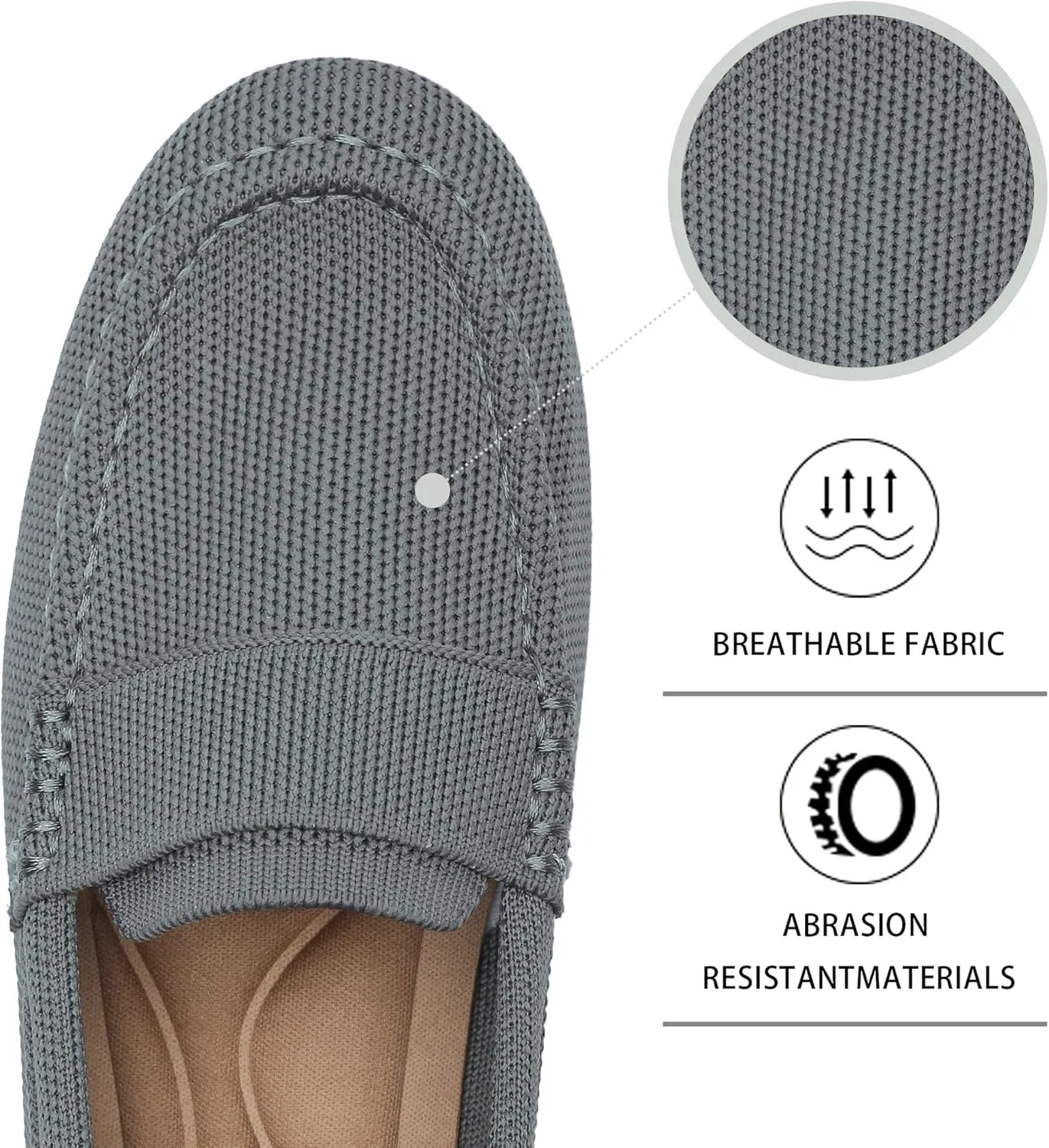 Women's Lightweight Knitted Loafers Casual Flat Shoes Comfortable Boat Shoes Flat Bottomed Breathable Shoes