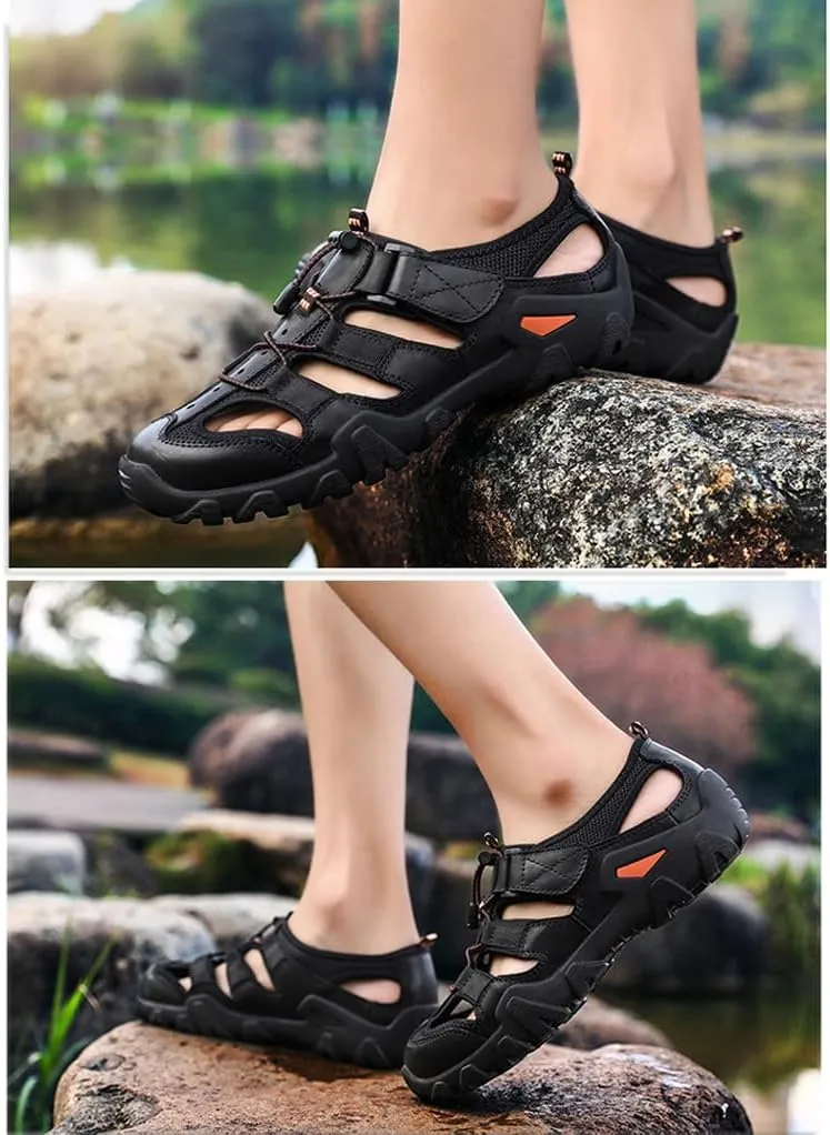 Women's Men Closed Toe Hiking Sandals Barefoot Walking Water Wading Shoes Comfort Non-slip Abrasion-Resistant Athletic Sport Outdoor Adventure Sandals Casual Beach Peep Toe Sandals