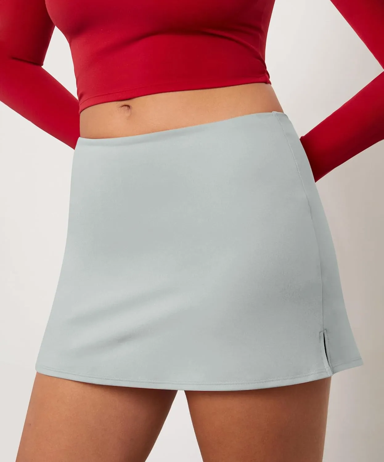 Womens Mini Skorts Y2k Summer Mid-Waisted Pencil Bodycon Short Skirts Side Split Skorts with Shorts