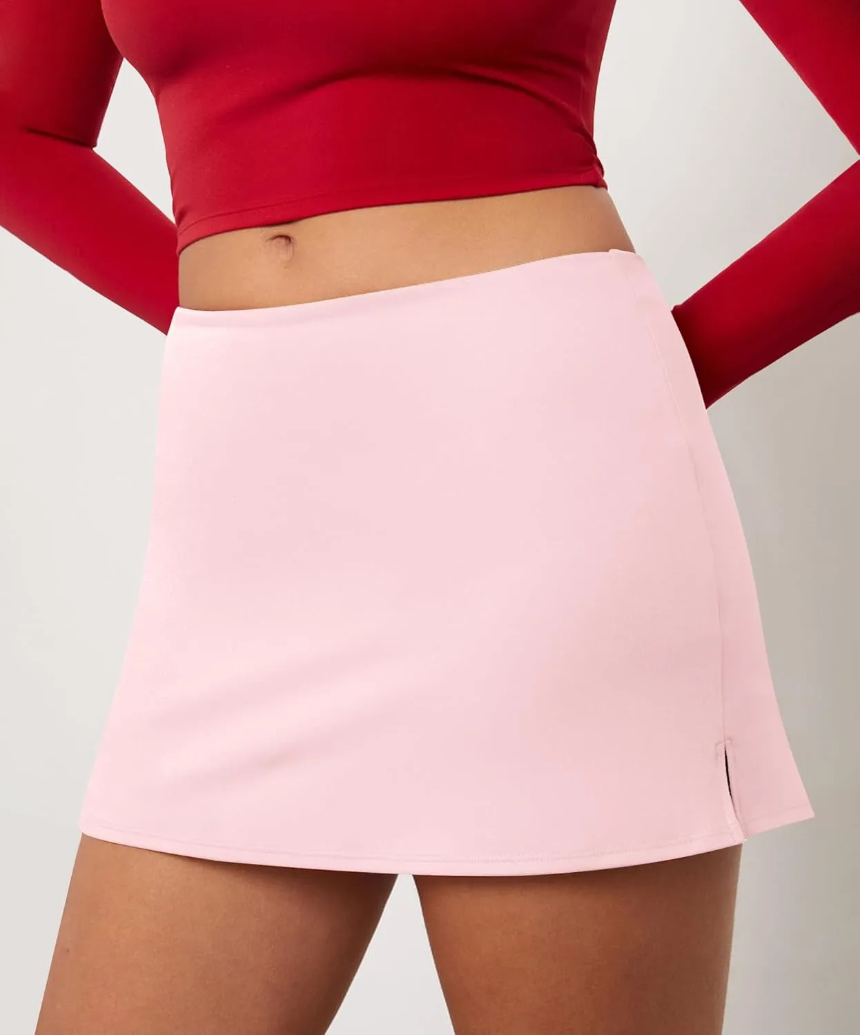 Womens Mini Skorts Y2k Summer Mid-Waisted Pencil Bodycon Short Skirts Side Split Skorts with Shorts