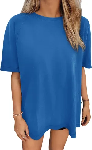 Women's Oversized Tshirts Summer Short Sleeve Crew Neck Boyfriend Tee 2025 Tunic Tops to Wear with Leggings