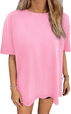 Women's Oversized Tshirts Summer Short Sleeve Crew Neck Boyfriend Tee 2025 Tunic Tops to Wear with Leggings