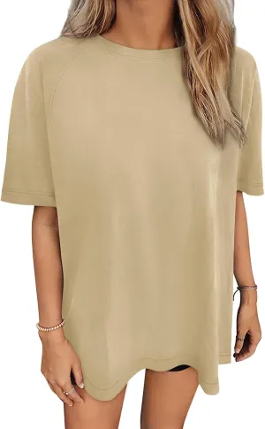 Women's Oversized Tshirts Summer Short Sleeve Crew Neck Boyfriend Tee 2025 Tunic Tops to Wear with Leggings