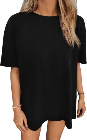 Women's Oversized Tshirts Summer Short Sleeve Crew Neck Boyfriend Tee 2025 Tunic Tops to Wear with Leggings