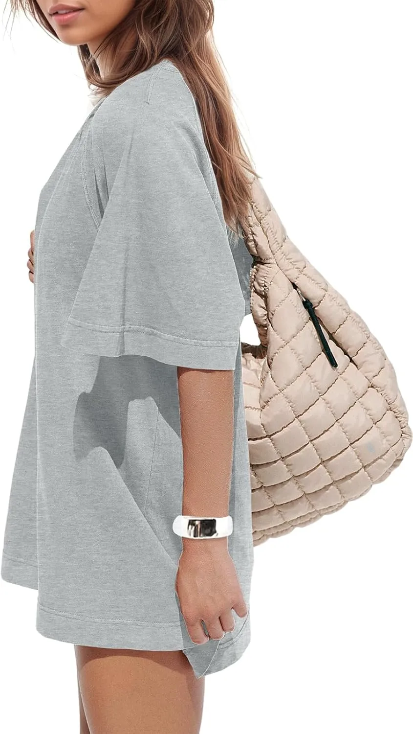 Women's Oversized Tshirts Summer Short Sleeve Crew Neck Boyfriend Tee 2025 Tunic Tops to Wear with Leggings