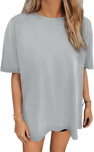 Women's Oversized Tshirts Summer Short Sleeve Crew Neck Boyfriend Tee 2025 Tunic Tops to Wear with Leggings