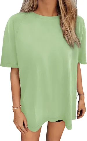 Women's Oversized Tshirts Summer Short Sleeve Crew Neck Boyfriend Tee 2025 Tunic Tops to Wear with Leggings