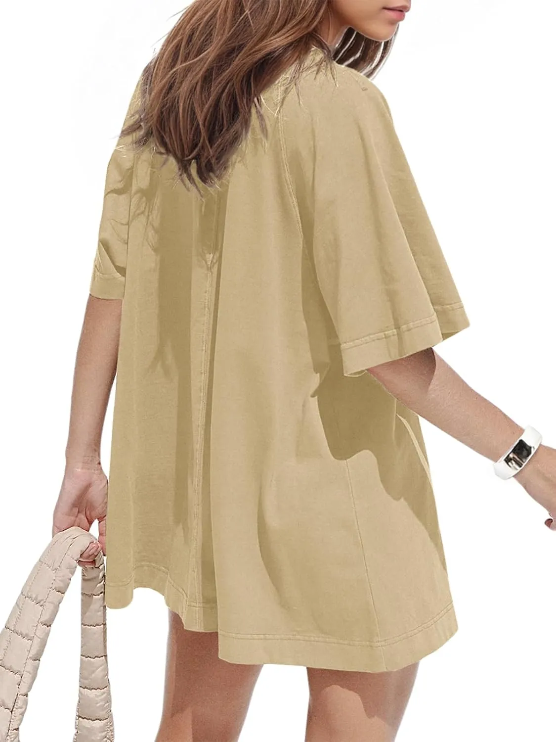 Women's Oversized Tshirts Summer Short Sleeve Crew Neck Boyfriend Tee 2025 Tunic Tops to Wear with Leggings