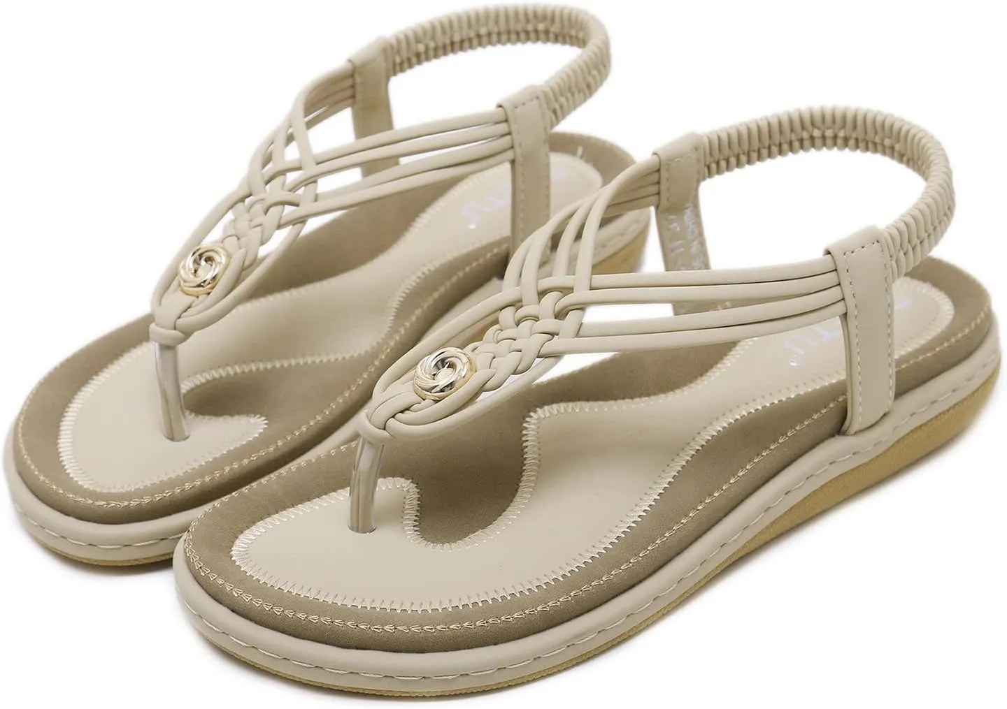 Women's Sandal T-Strap Flat Flats Glitter Thong Flip Flops Elastic Ankle Strap Dress Shoes Summer Open Toe Sandal